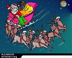 Concepto artstico de Duane Hilton sobre <a href=http://science.nasa.gov/images/santa_big.jpg target=_blank>Santa y sus renos</a> mientras entregan regalos de Navidad a las futuras colonias espaciales.
