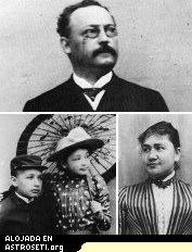 La familia de Einstein: Albert y su hermana Maja (abajo a la izquierda), su padre Hermann (arriba), y su madre, Pauline (abajo a la derecha). 
[<a href=http://www.th.physik.uni-frankfurt.de/%7Ejr/physpiceinfam.html target=_blank><u>Ms informacin</u></a>]
