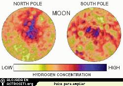 Los depsitos de hidrgeno medidos por el Lunar Prospector 
[<a href= http://lunar.arc.nasa.gov/results/ice/eureka.htm target=_blank><u>Ms informacin</u></a>].
