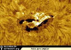 La mancha solar 720 entrando en erupcin el 15 de Enero, fotografiada por Jack Newton