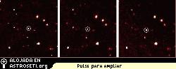 El nuevo planeta, marcado con el crculo blanco, se mueve a travs de un campo de estrellas el 21 de octubre de 2003.  Las tres fotografas fueron captadas con una diferencia de casi 90 minutos.  Crdito de la imagen:  Telescopio Samuel Oschin, Observatorio Palomar.  
[<a href= http://www.nasa.gov/vision/universe/solarsystem/newplanet-072905-images.html target=_blank><u>Ms informacin</u></a>]
