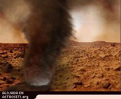 Concepcin del artista Nilton Renno de una tolvanera marciana. [<a href=" http://www.nasa.gov/centers/goddard/news/topstory/2004/0420marsdust.html">Ms</A>]
