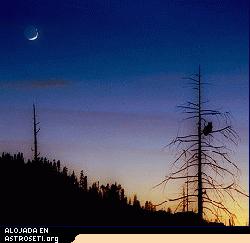Una luna creciente con Brillo Terrestre sobre el Parque Nacional de Yosemite en Octubre de 2004.
Crédito foto: Andy Skinner.