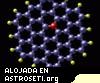 Hidrocarburo policíclico aromático con nitrógeno. Las bolas azules son los átomos de carbono que forman el esqueleto PAH, las amarillas muestran los átomos de hidrógeno, y la roja muestra la posición de un átomo de nitrógeno que encaja perfectamente dentro de la molécula. Crédito: NASA