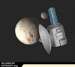 <a href=" http://www.planetary.org/image/PKE.jpg">Click para ampliar</A>
<b>Kuiper Express en Plutón</B>
Una representación artística de la Pluto Kuiper Express volando alrededor de Plutón.
Crédito: NASA / JPL