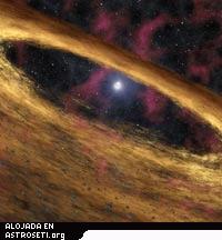 Esta figuración artística representa un tipo de estrella muerta denominada púlsar y al disco de escombros que la rodea descubierta por el Telescopio Espacial Spitzer de la NASA. Crédito por la imágen: NASA/JPL-Caltech
<ul>
<li><a href="http://www.jpl.nasa.gov/videos/spitzer/pia08040.mov" target=_blank>Animación relacionada (6.7Mb)</a>: Esta animación artística representa la explosiva defunción de una estrella masiva, seguida por la creación de un disco fabricado a partir de las cenizas de la estrella.</a></li>
<li><a href="http://www.jpl.nasa.gov/images/spitzer/pia08040-browse.jpg" target=_blank>Echa un vistazo a la imágen </a></li>
</ul>
<strong>Enlaces relacionados:</strong>
<ul>
<li><a href="http://www.jpl.nasa.gov/multimedia/podcast/spitzer-20060405/" target=_blank> Podcasts relacionados</a></li>
<li><a href="http://www.jpl.nasa.gov/multimedia/audioclips/spitzer-20060405/" target=_blank>clips de audio para los medios</a></li>
<li><a href="http://www.spitzer.caltech.edu/spitzer/" target=_blank> Página principal del Spitzer</a></li>
<li><a href="http://www.nasa.gov/audience/formedia/features/spitzer-20060405.html" target=_blank>Más imágenes en la página de medios de teleconferencia</a></li>
</ul>
