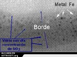 <a href=http://science.nasa.gov/headlines/y2006/images/magneticmoondust/keller1999_spanish.jpg target=_blank>Una imagen microscpica</a> del cristal moteado de hierro que cubre el polvo lunar. Crditos: Keller et al, 1999. 
[<a href=http://www.lpi.usra.edu/lunar_knowledge/LTaylor.pdf target=_blank>Ms informacin</a>]
