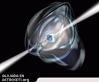Visión artística de un púlsar anómalo de rayos-X captado por Integral