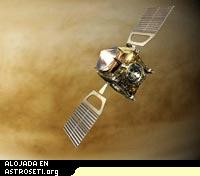 Impresión artística de la Venus Express en órbita. Crédito: ESA. Pulsa <a href="http://www.esa.int/SPECIALS/Venus_Express/SEMJITM65LE_1.html" target="_blank">aquí</a> para agrandar.