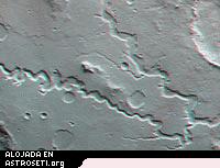 Vista anaglifo en 3D del valle Nanedi Valles