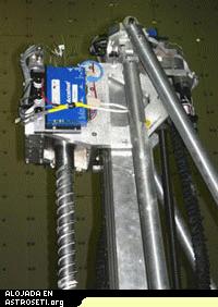 Primer plano del prototipo de la perforadora de Marte en el centro de investigacin NASA Ames. 
Crdito: NASA