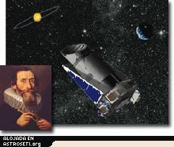 Recreación artística de la nave Kepler, con Johannes Kepler (1571-1630)