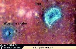 <a href=http://science.nasa.gov/headlines/y2006/images/moonalive/colors.jpg target=_blank>Una foto compuesta</a>, en falso color, de Ina y un crter reciente cercano. El color azul indica basaltos de titanio expuestos hace poco y el verde denota suelos jvenes, relativamente inalterados.