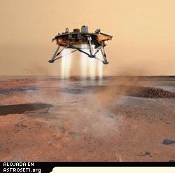 El Phoenix lander descenderá en Marte usando un conjunto de poderosos propulsores. No bolsas de aire para este curioso aterrizaje en el Planeta Rojo.
Crédito de la imagen: JPL/Corby Waste