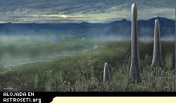 Una interpretación de cómo pudo ser el aspecto de los Prototaxites a principios del Devónico, hace aproximadamente 400 millones de años.
Crédito: Mary Parrish, Museo Nacional de Historia Natural.