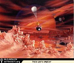 <p>Representacin artstica de los vientos en Titn y la sonda Huygens. Crdito: Craig Attebery</p>