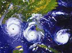El sendero barrido por el devastador huracn Andrew a lo largo del sudeste.
Crdito: NOAA