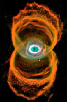 Reloj de arena marcando el amanecer desde una nebulosa, una estrella que estall mirando a travs del tiempo.
Crdito: Hubble