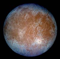 La luna Europa de Jpiter se cree que es una de las moradas ms probables para la vida microscpica en nuestro sistema solar.
Crdito: NASA