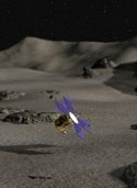 <A HREF= http://near.jhuapl.edu/iod/20010209/NEAR_descent_small.mov target=_blank>Animacin:</A> La astronave NEAR Shoemaker descendiendo sobre la superficie de Eros. Crdito: Universidad Johns Hopkins. APL.