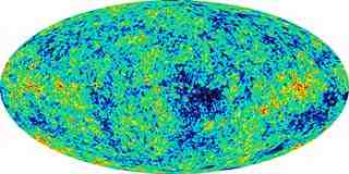 La primera foto detallada de la totalidad del cielo durante la infancia del universo. La imagen ajustada de microondas revela las fluctuaciones de temperatura ocurridas hace 13.000 millones de años (que se muestran en diferentes colores) y que corresponden a las semillas que crecieron hasta convertirse en galaxias. Codificado en estos patrones se encuentran las respuestas a muchas de las preguntas que vienen de antaño, tales como la edad y geometría del Universo.
Crédito: NASA/WMAP