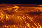 Buena parte de la superficie de Venus está cubierta por flujos de lava.
Crédito: BNSC