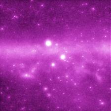 La imagen simulada muestra cmo veran el cielo unos ojos sensibles a la radiacin gamma. [<A HREF= http://antwrp.gsfc.nasa.gov/apod/ap981112.html target=_blank>ms informacin del Centro de Vuelo Espacial Goddard</A>]  