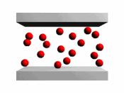 La aplicación de un campo magnético (representado por las flechas) a fluidos magnetoreológicos provoca que las partículas en el fluido se alineen en cadenas. Crédito de la imagen: <A HREF= http://www.rheonetic.com/ target=_blank>Lord Corporation.</A>