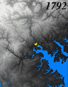 Reconstrucción del crecimiento de Baltimore, Maryland, durante los últimos 200 años. El U.S. GEOLOGICAL SURVEY (Reconocimiento Geológico de los Estados Unidos) utilizó los registros históricos y la información del satélite Landsat para crear esta secuencia. Cortesía de USGS.
