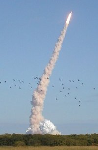 La lanzadera espacial Columbia (STS-107) abandona la Tierra el 16 de Enero de 2003. Créditos de la foto y copyright: Becky Ramotowski.