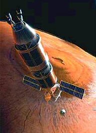 Una astronave viajando a y desde Marte podría un día depender de membranas para combustible y aire limpio. Trabajo artístico de NASA por Pat Rawlings, SAIC