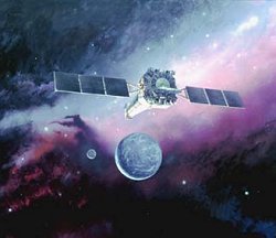 Interpretacin artstica del Observatorio de Rayos-X Chandra orbitando la Tierra. <A HREF= http://chandra.harvard.edu/ target=_blank>[ms]</A>