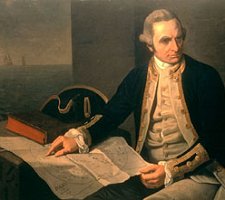 Retrato de Cook, aceite sobre tela, Nathanial Dance, 1735-1811. Crdito: National Library de Australia. [<A HREF= http://www.nla.gov.au/collect/treasures/mar_treasure.html target=_blank>Ms</A>]