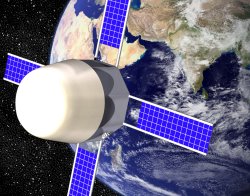 Una interpretación artística del Biosatélite de Gravedad Marciana en la órbita terrestre. Créditos: MarsGravity.org.