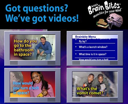 Pantalla de la web Brain Bites. [<a href=http://brainbites.nasa.gov/ target=_blank><u>Ms</u></a>]