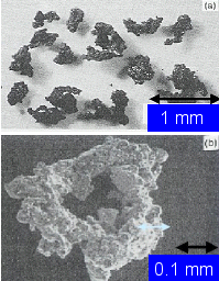Imgenes al microscopio de polvo lunar. [<a href= http://science.nasa.gov/headlines/y2005/images/dontinhale/moondust_big.jpg target=_blank><u>Ms informacin</u></a>]