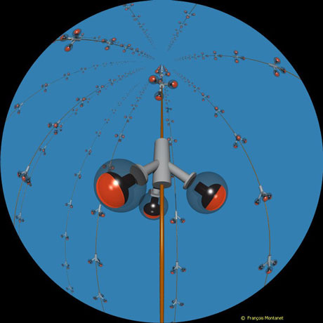  Representacin en ojo de pez en imgenes virtuales del detector submarino Antares.