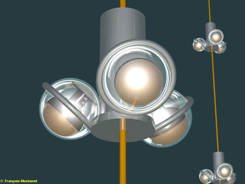  Representacin en imgenes virtuales del detalle de un mdulo del detector submarino Antares.
<br>