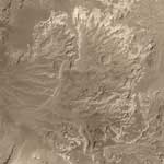 Esta imgen del depsito en forma de abanico captada por la sonda Mars Global Surveyor de la NASA, aporta pruebas de que algunos ros en el Marte antiguo, fluyeron durante un largo tiempo, no solo durante breves episodios de inundaciones intensas.  