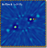 Reconstruccin de una observacin interferomtrica de un TPF de un planeta terrestre a 33 aos-luz de distancia.