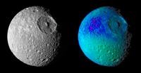 Mimas mostrando colores falsos