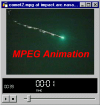 Una <a href= http://impact.arc.nasa.gov/gallery/comet2.mpg target=_blank><u>animacin MPEG de 996 KB</u></a> del meteorito Peekskill de la <a href= http://impact.arc.nasa.gov/gallery/index.html target=_blank><u>galera de impactos csmicos</u></a> del centro Ames de la NASA. Los eventos que rodearon la cada del meteorito Peekskill el 9 de octubre de 1992 fueron bastante nicos. Fue observado por muchas personas que asistieron a un juego de ftbol americano, y fue fotografiado y videograbado por una docena de personas. El meteorito se estrell en la cajuela de un auto estacionado. 
[<a href= http://csep10.phys.utk.edu/astr161/lect/meteors/impacts.html target=_blank><u>Ms informacin</u></a>]
