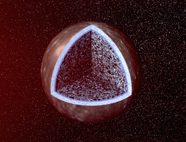 Concepcin artstica del ncleo de Calisto.
Crdito NASA/JPL