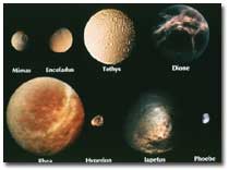 Algunos de los satlites de Saturno