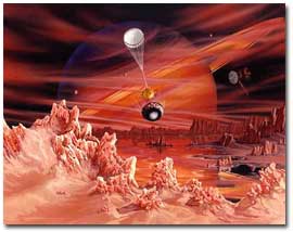 Concepto artístico: sonda Huygens en Titán